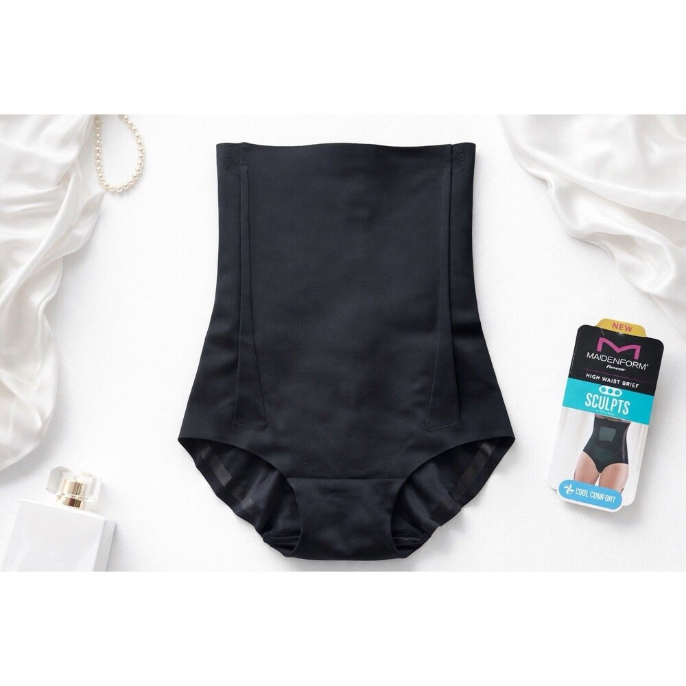 Maidenform Flexees Sculpting High Waist Brief Shapewear Black S Ultra Firm NWT